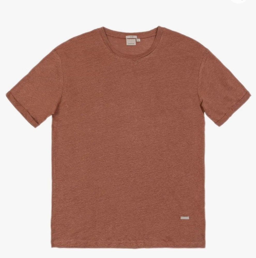 Gianni Lupo Men's Basic Linen T-Shirt GL087Q Mattone (Brick) Size XL